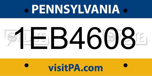 1EB4608 Pennsylvania License Plate