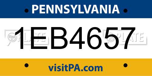 1EB4657 Pennsylvania License Plate