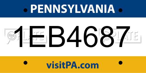1EB4687 Pennsylvania License Plate