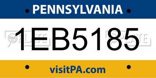 1EB5185 Pennsylvania License Plate