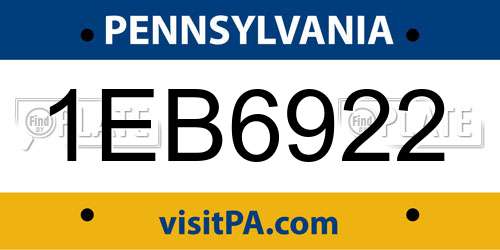 1EB6922 Pennsylvania License Plate