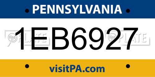 1EB6927 Pennsylvania License Plate