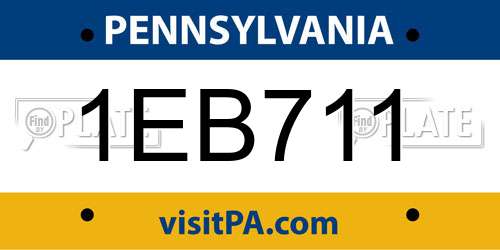 1EB711 Pennsylvania License Plate