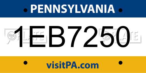 1EB7250 Pennsylvania License Plate