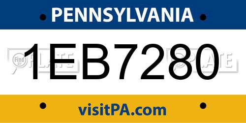 1EB7280 Pennsylvania License Plate