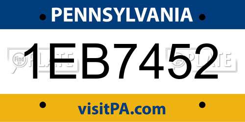 1EB7452 Pennsylvania License Plate
