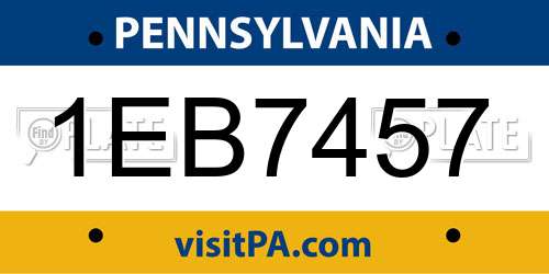1EB7457 Pennsylvania License Plate