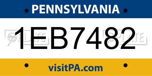 1EB7482 Pennsylvania License Plate