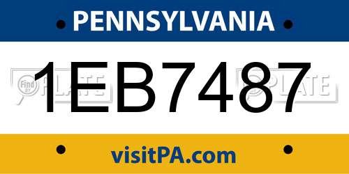1EB7487 Pennsylvania License Plate