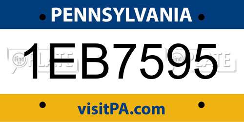 1EB7595 Pennsylvania License Plate