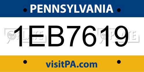 1EB7619 Pennsylvania License Plate