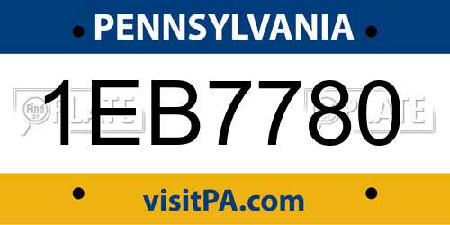 1EB7780 Pennsylvania License Plate