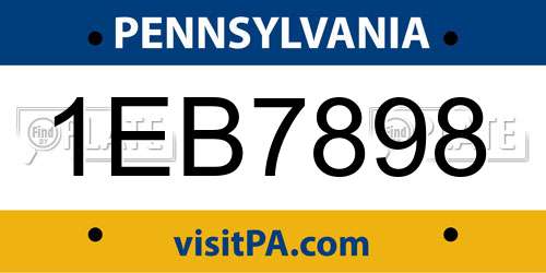 1EB7898 Pennsylvania License Plate