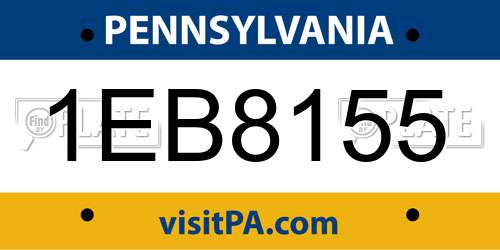 1EB8155 Pennsylvania License Plate