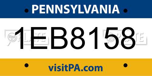 1EB8158 Pennsylvania License Plate