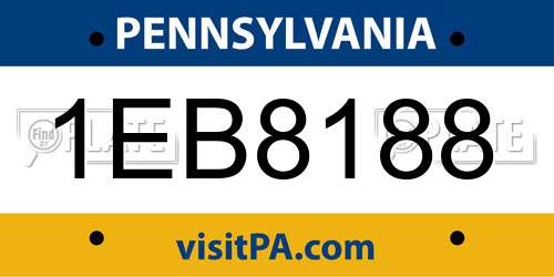 1EB8188 Pennsylvania License Plate