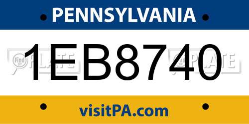 1EB8740 Pennsylvania License Plate