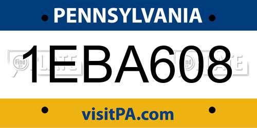 1EBA608 Pennsylvania License Plate