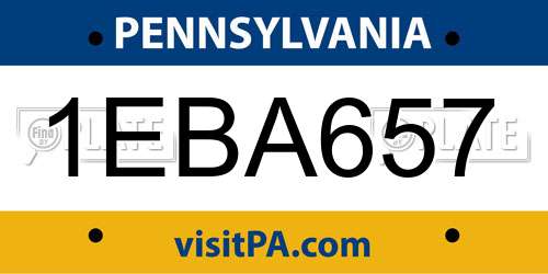 1EBA657 Pennsylvania License Plate