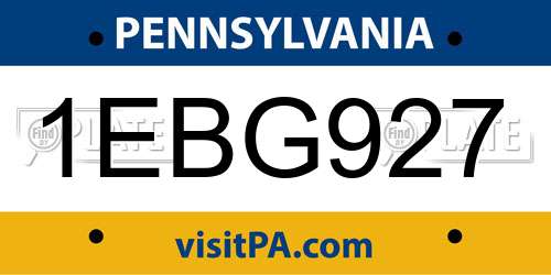 1EBG927 Pennsylvania License Plate