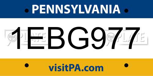 1EBG977 Pennsylvania License Plate