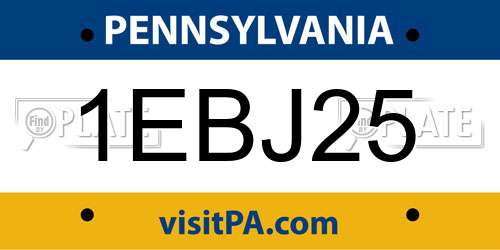 1EBJ25 Pennsylvania License Plate