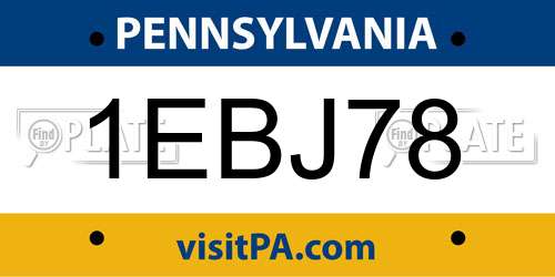 1EBJ78 Pennsylvania License Plate
