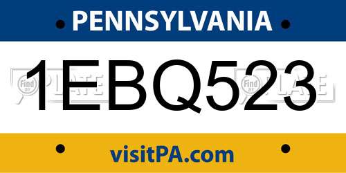 1EBQ523 Pennsylvania License Plate
