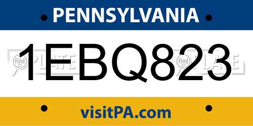 1EBQ823 Pennsylvania License Plate