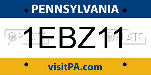 1EBZ11 Pennsylvania License Plate