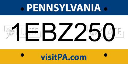 1EBZ250 Pennsylvania License Plate