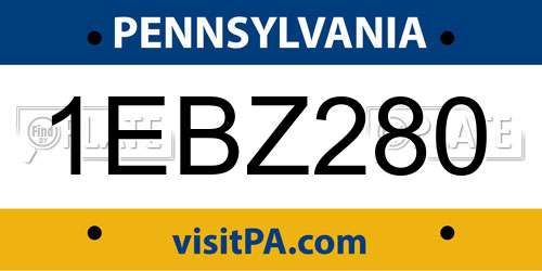 1EBZ280 Pennsylvania License Plate