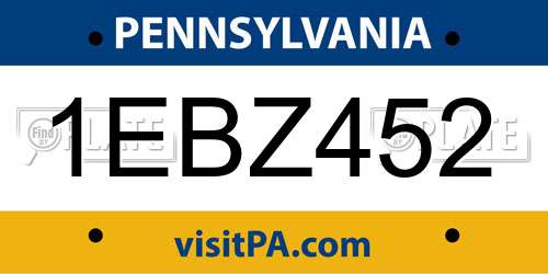 1EBZ452 Pennsylvania License Plate