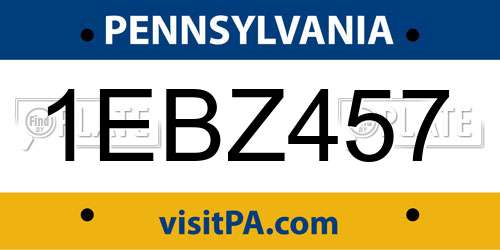 1EBZ457 Pennsylvania License Plate