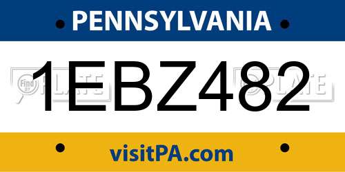 1EBZ482 Pennsylvania License Plate