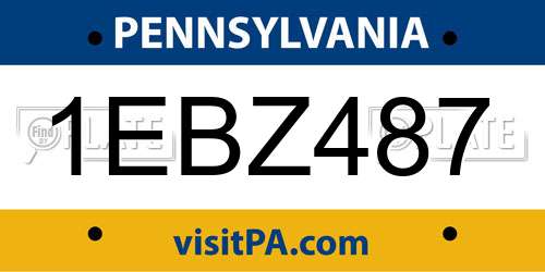 1EBZ487 Pennsylvania License Plate