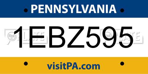 1EBZ595 Pennsylvania License Plate