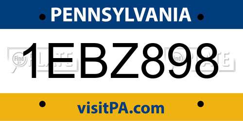 1EBZ898 Pennsylvania License Plate