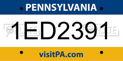 1ED2391 Pennsylvania License Plate
