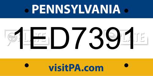 1ED7391 Pennsylvania License Plate