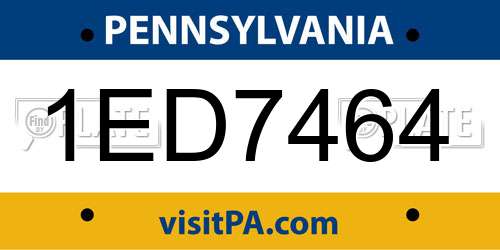 1ED7464 Pennsylvania License Plate