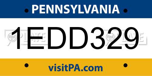 1EDD329 Pennsylvania License Plate