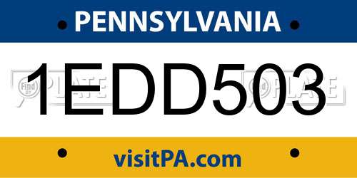 1EDD503 Pennsylvania License Plate