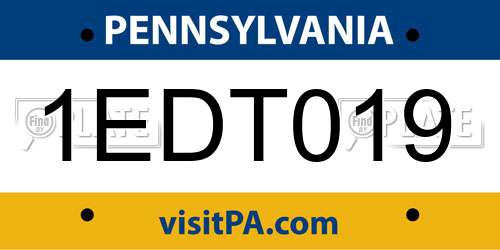 1EDT019 Pennsylvania License Plate