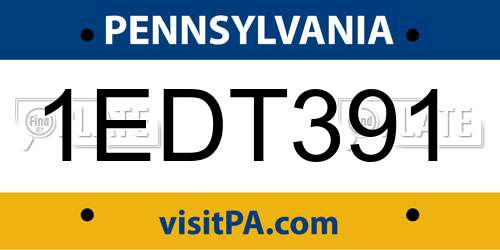 1EDT391 Pennsylvania License Plate