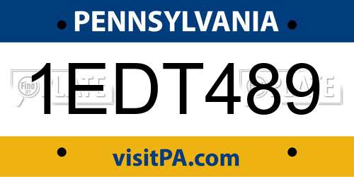 1EDT489 Pennsylvania License Plate