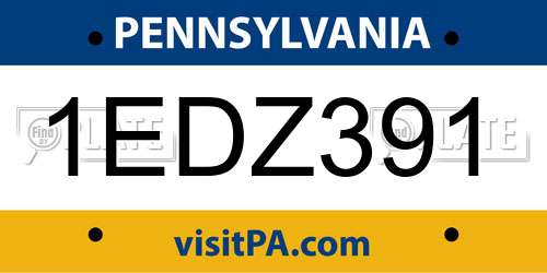 1EDZ391 Pennsylvania License Plate