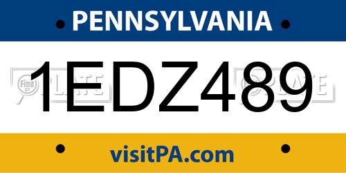 1EDZ489 Pennsylvania License Plate