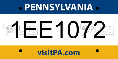 1EE1072 Pennsylvania License Plate
