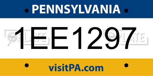 1EE1297 Pennsylvania License Plate
